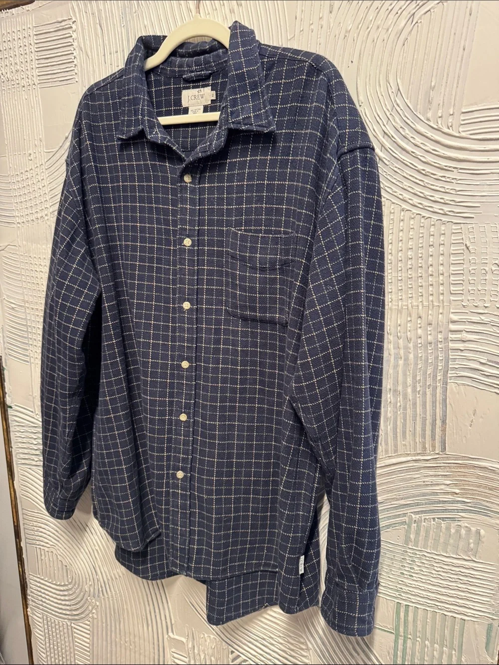 J. Crew Navy Windowpane Button-Down Shirt N0468